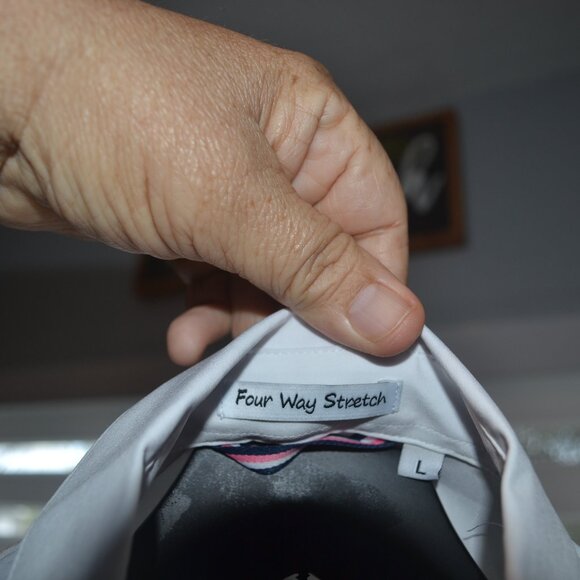 New Four way stretch white performance dress shirt. Size L. - Picture 2 of 6